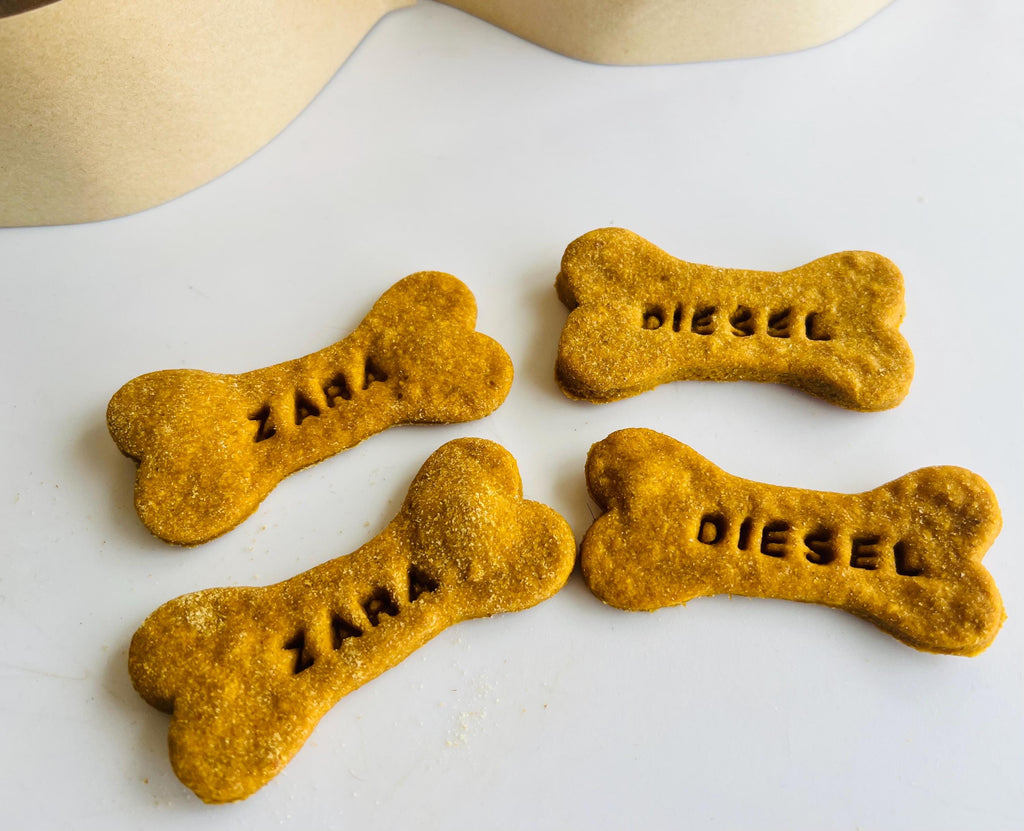 Name Stamped Pumpkin Peanut Butter dog treats | Dehydrated dog treats |