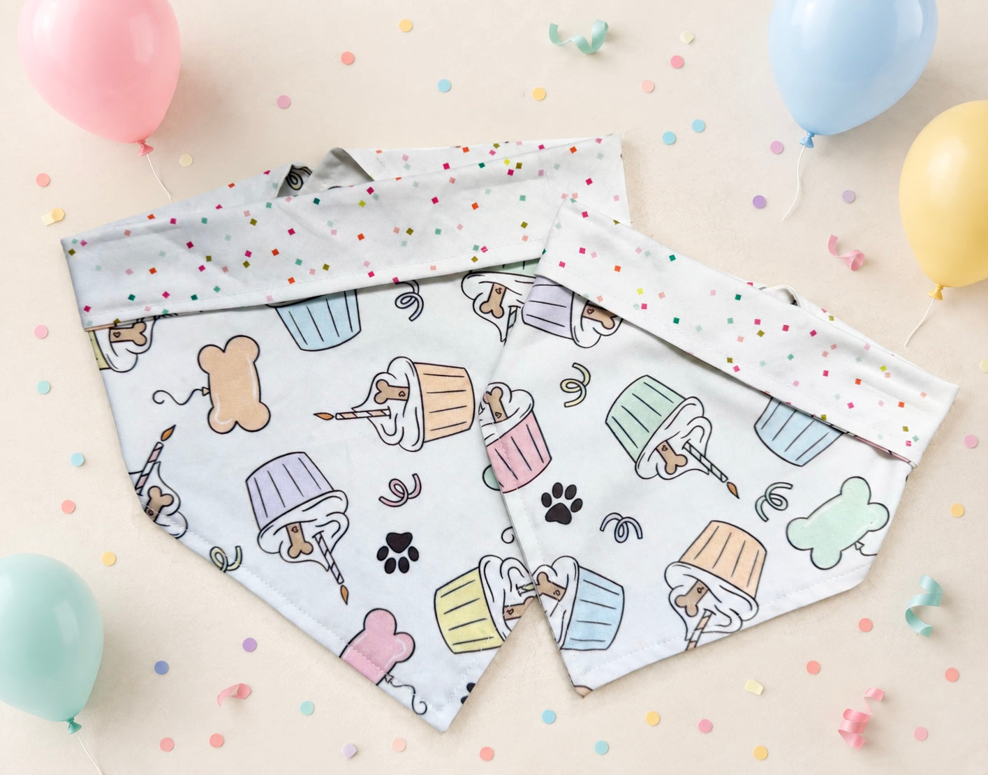 Barkday Pupcake Reversible Bandana