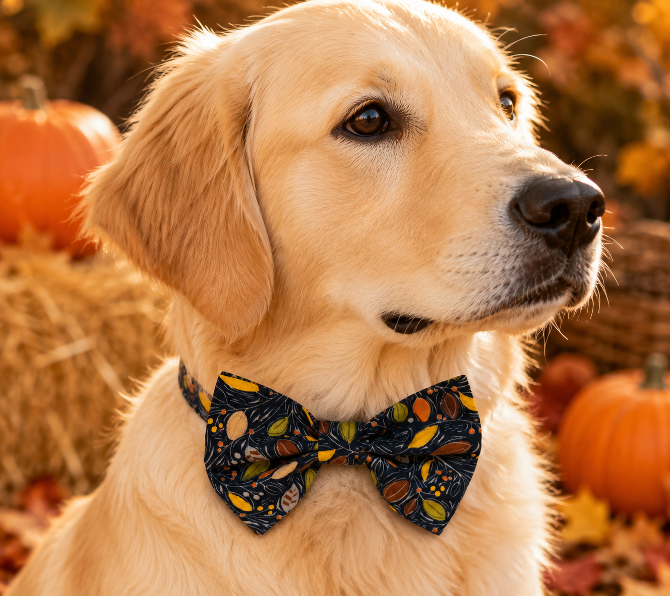 Navy Fall Leaf Bow tie