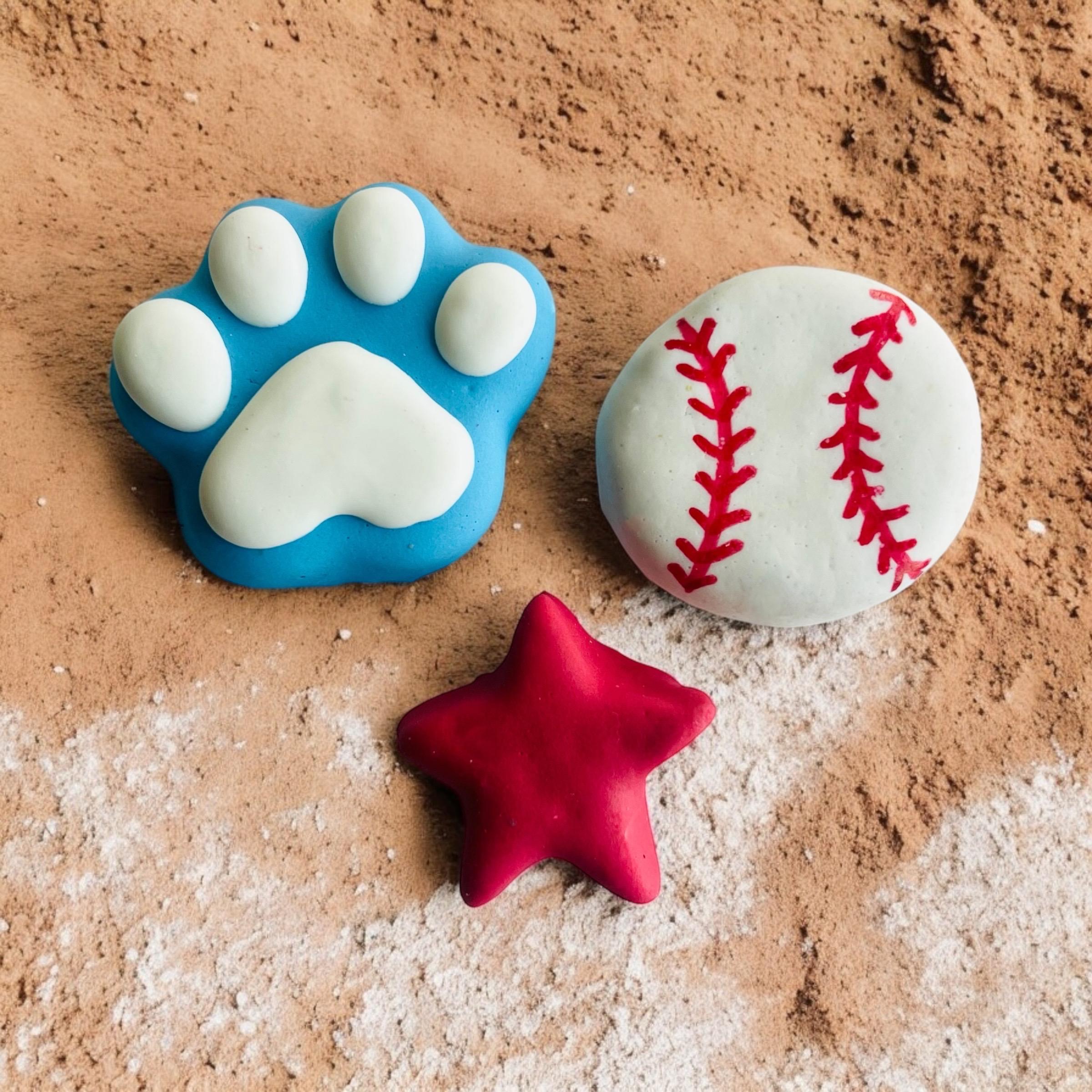 Mini Patriotic Baseball Gourmet Dog Treats | Baseball Themed Iced Dog Treats