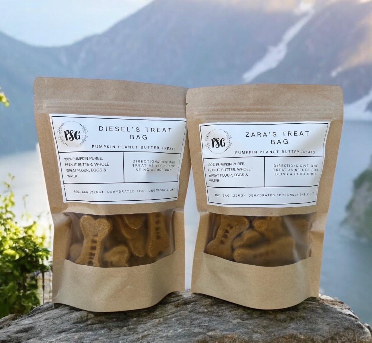Name Stamped Pumpkin Peanut Butter dog treats | Dehydrated dog treats |